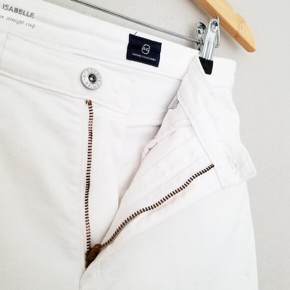 Ag Adriano Goldschmied The Isabelle High-Rise Straight Crop Jean Slit 27 White - Picture 13 of 16